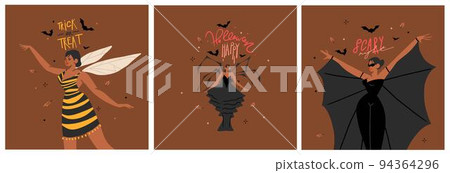 Hand drawn abstract vector graphic clipart illustrations,Halloween holiday costume party adult people characters collection set.Creepy Halloween design poster concept.Happy Halloween contemporary art. Hand drawn abstract vector graphic clipart illustrations,Halloween holiday costume party adult people characters collection set.Creepy Halloween design poster concept.Happy Halloween contemporary art. 94364296