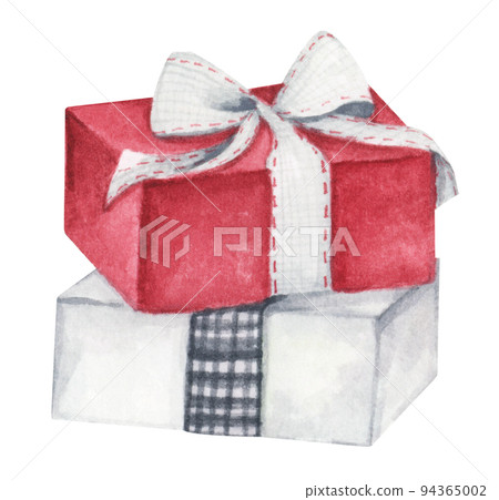 A drawing of a red gift box with a bow. Christmas gift christmas