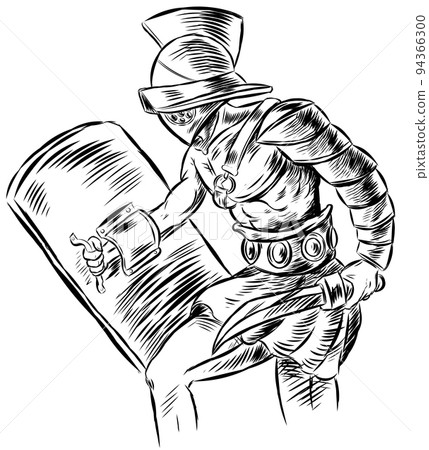 Roman gladiator Soldier With Sword And Shield. illustration 94366300