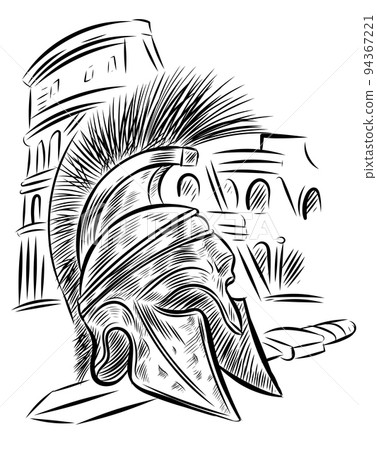 illustration Centurion Roman Soldier with colosseum 94367221