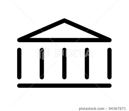 Vector Bank or museum logo vector icon. University black sign. Historic building with columns silhouette symbol. isolated on white Vector Bank or museum logo vector icon. University black sign. Historic building with columns silhouette symbol. isolated on white 94367871