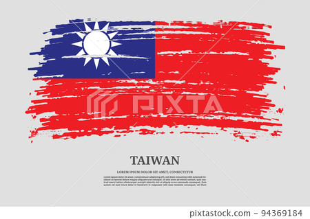 Taiwan flag with brush stroke effect and information text poster, vector 94369184