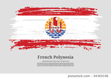 French Polynesia flag with brush stroke effect and information text poster, vector French Polynesia flag with brush stroke effect and information text poster, vector 94369196