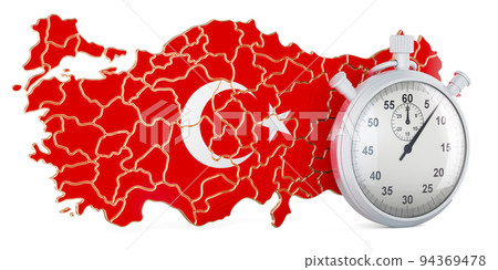 Turkish map with stopwatch, 3D rendering 94369478