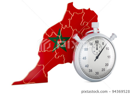 Moroccan map with stopwatch, 3D rendering 94369528