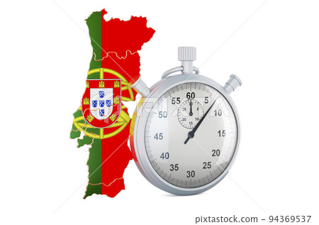 Portuguese map with stopwatch, 3D rendering 94369537