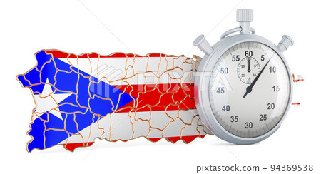 Puerto Rican map with stopwatch, 3D rendering 94369538