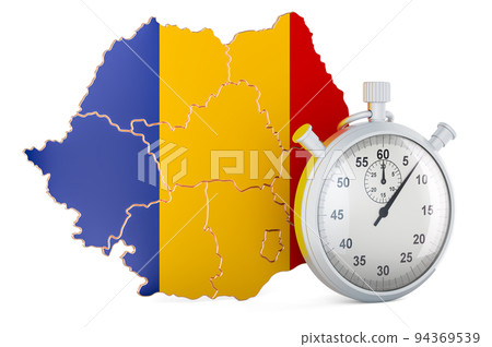 Romanian map with stopwatch, 3D rendering 94369539
