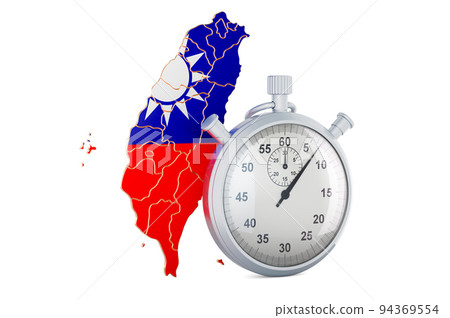 Taiwanese map with stopwatch, 3D rendering 94369554