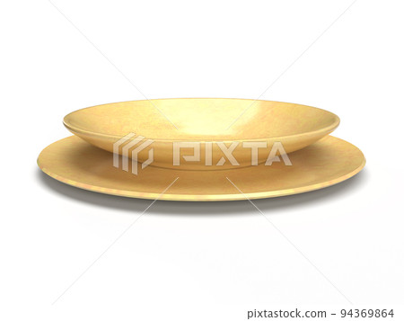 兩個圓形陶瓷板的真實感 3D 插圖 94369864