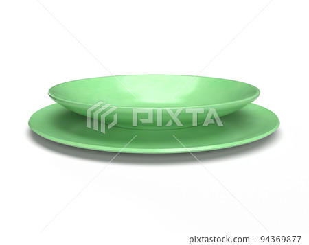 兩個圓形陶瓷板的真實感 3D 插圖 94369877