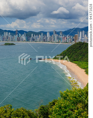 Balneario Camboriu city in Brazil and sandy beach with sea 94371028