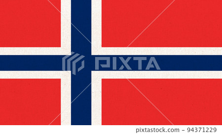 Flag of Svalbard. official flag of Spitsbergen near Arctic on fabric surface 94371229