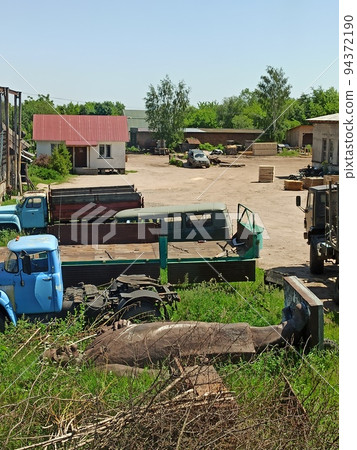 overthrown Lenin. Monument to Lenan lies on ground after decommunization 94372190