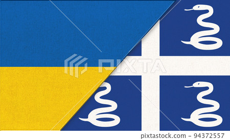 Ukraine and Martinique flags in illustration. Flag of Ukraine and Martinique Ukraine and Martinique flags in illustration. Flag of Ukraine and Martinique 94372557