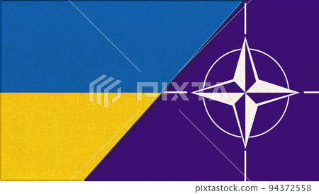 Ukraine and NATO flags in illustration. of Ukraine and North Atlantic Alliance Ukraine and NATO flags in illustration. of Ukraine and North Atlantic Alliance 94372558