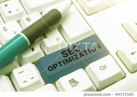 Text caption presenting Seo Optimizationprocess of affecting online visibility of website or page. Business approach process of affecting online visibility of website or page Text caption presenting Seo Optimizationprocess of affecting online visibility of website or page. Business approach process of affecting online visibility of website or page 94372585