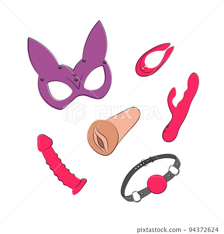 Erotic set. Sex shop stuff. Toys for adults. Vector illustration Erotic set. Sex shop stuff. Toys for adults. Vector illustration 94372624