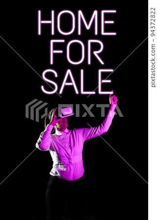 Conceptual display Home For Sale. Concept meaning House available to be purchased Real estate offering Conceptual display Home For Sale. Concept meaning House available to be purchased Real estate offering 94372822