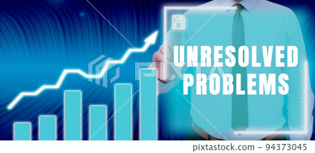 Hand writing sign Unresolved Problems. Conceptual photo those Queries no one can answer Unanswerable Questions 94373045