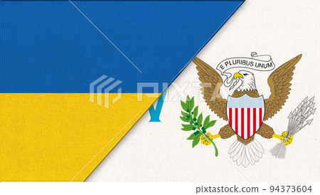 Flag of Ukraine and American Samoa- 3D illustration. Two Countries 94373604
