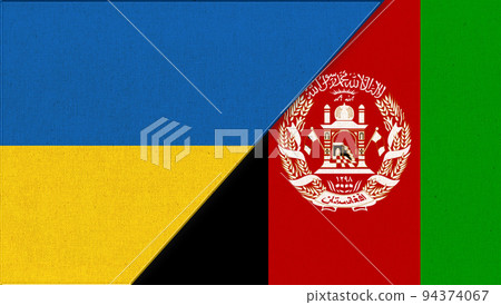 Flag of Ukraine and Afghanistan - 3D illustration. Two Flag Together 94374067