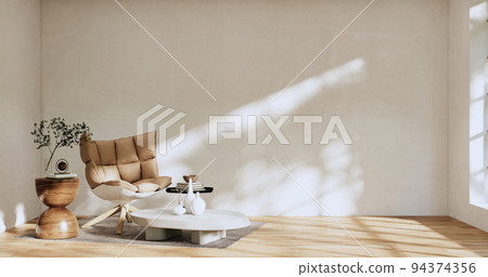 Armchair onEmpty room wabi sabi style. 3D illustration rendering 94374356