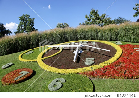 The flower clock in Geneva, Switzerland The flower clock in Geneva, Switzerland 94374441