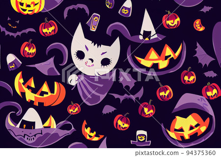 Cute Halloween Illustration, Infantile Style Halloween Party Cute Halloween Illustration, Infantile Style Halloween Party 94375360