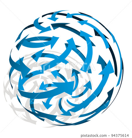 Spherically rotating 7-way arrow blue vector illustration Spherically rotating 7-way arrow blue vector illustration 94375614