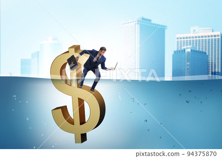 Inflation concept with sinking dollar sign 94375870