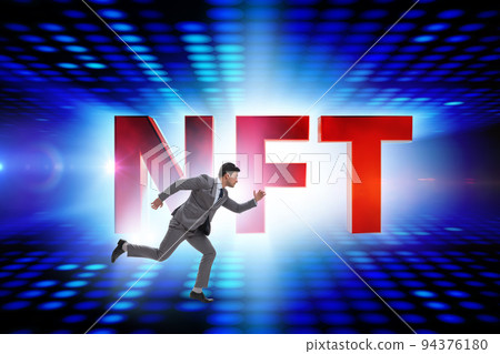 Businessman in NFT non fungible concept Businessman in NFT non fungible concept 94376180