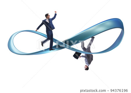 Businessman running on the endless loop Businessman running on the endless loop 94376196