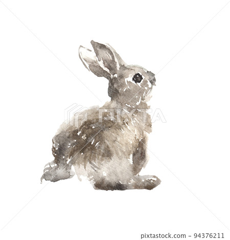 Illustration of a rabbit in ink painting style 94376211