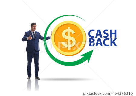 Businessman in the cash back concept 94376310