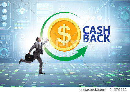 Businessman in the cash back concept 94376311