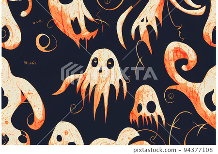Ghost pattern Halloween spooky wallpaper scarf isolated Ghost pattern Halloween spooky wallpaper scarf isolated 94377108