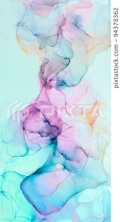 Part of original alcohol ink painting. Modern art. Abstract colorful background, wallpaper. Marble texture. Fluid Art for modern banners, ethereal graphic design. 94378362