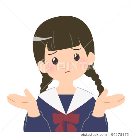 Bust-up illustration of a female student who is giving up Bust-up illustration of a female student who is giving up 94378575