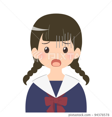 一名臉色蒼白的女學生的上身插圖 一名臉色蒼白的女學生的上身插圖 94378578
