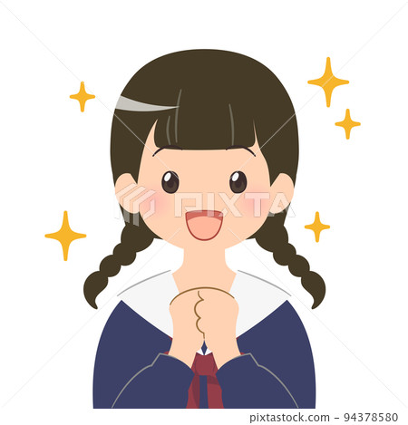 一個快樂的女學生的半身像插圖 94378580