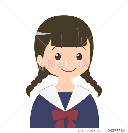 面向右側的女學生上身插圖 面向右側的女學生上身插圖 94378584