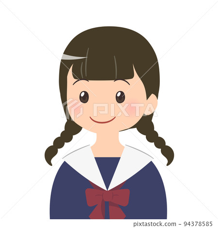 一名女學生面向左的半身像插圖 一名女學生面向左的半身像插圖 94378585
