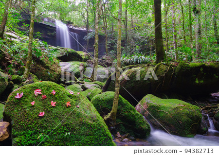 Waterfall at Phu Kradueng national park, Loei Thailand, beautiful landscape of waterfalls in rainforest Waterfall at Phu Kradueng national park, Loei Thailand, beautiful landscape of waterfalls in rainforest 94382713