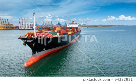 Container ship global business company freight shipping import export logistic and transportation by container ship, Container ship cargo freight shipping maritime transport international worldwide. 94382951