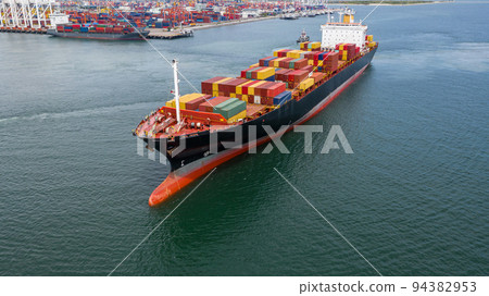Container ship global business company freight shipping import export logistic and transportation by container ship, Container ship cargo freight shipping maritime transport international worldwide. 94382953