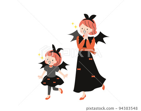 可愛的父母和孩子在萬聖節享受德古拉的服裝 可愛的父母和孩子在萬聖節享受德古拉的服裝 94383548