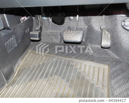 Accelerator and brake pedals located at the driver's feet in a passenger car Accelerator and brake pedals located at the driver's feet in a passenger car 94384417