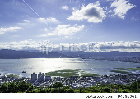 長野縣諏訪市諏訪立石公園的諏訪湖 長野縣諏訪市諏訪立石公園的諏訪湖 94386061