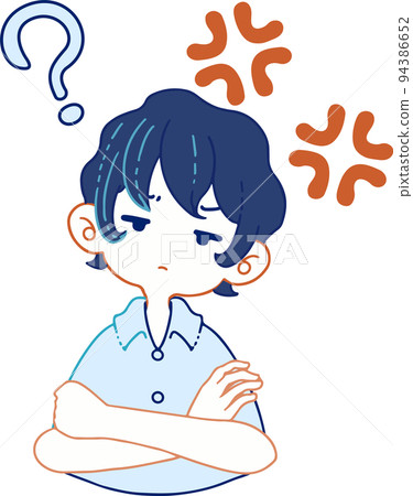 一個人問一個憤怒的問題的插圖 94386652